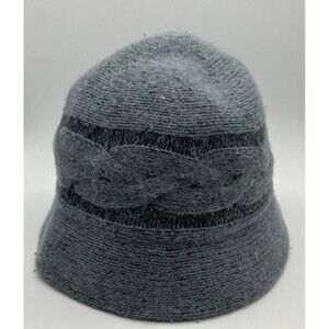 Women's Cloche Bucket Hat Wool Blend Blue Gray Knot One size
